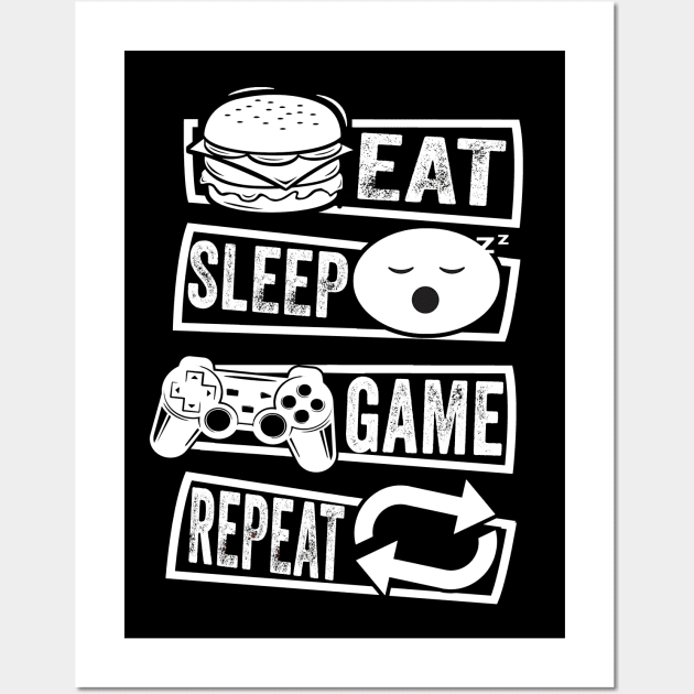 gamer birthday gift eat sleep game repeat Wall Art by Moe99